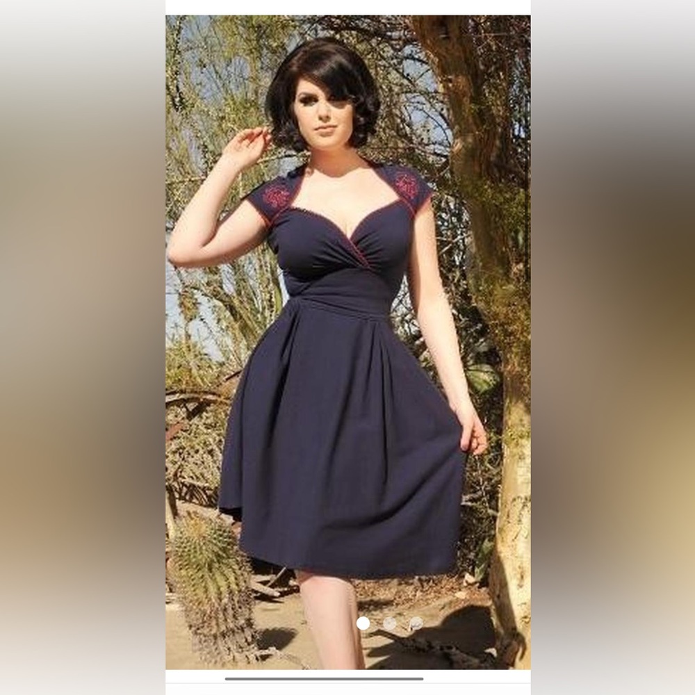 Pinup Couture navy and red Octavio octopus dress vintage  inspired size Small